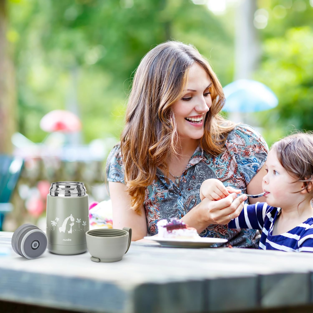 NUVITA 4475 Edelstahl-Essthermobehälter 620 ml 0+ GIRAFFEN