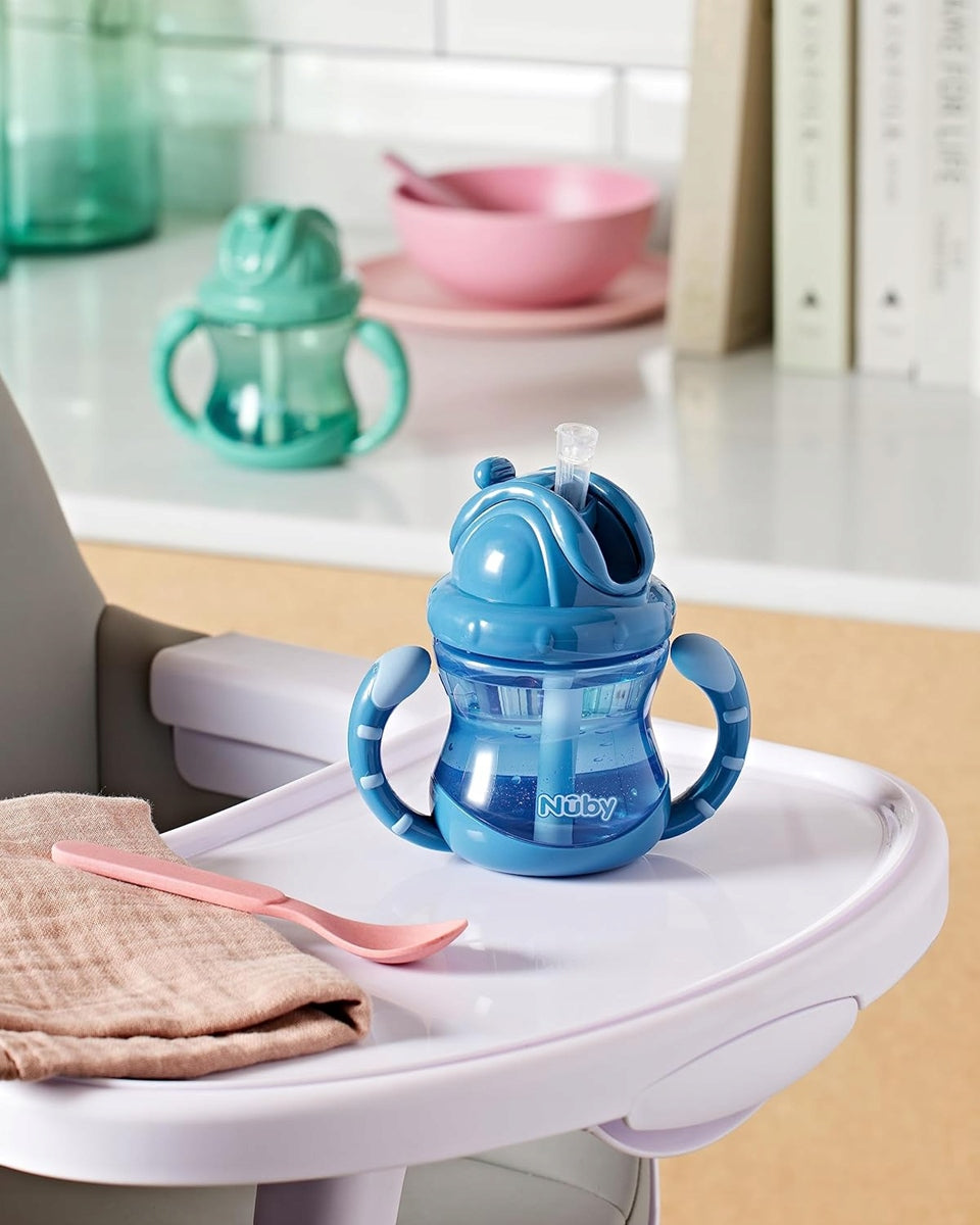 NUBY Trinklernbecher mit Strohhalm 12m+ 270ml