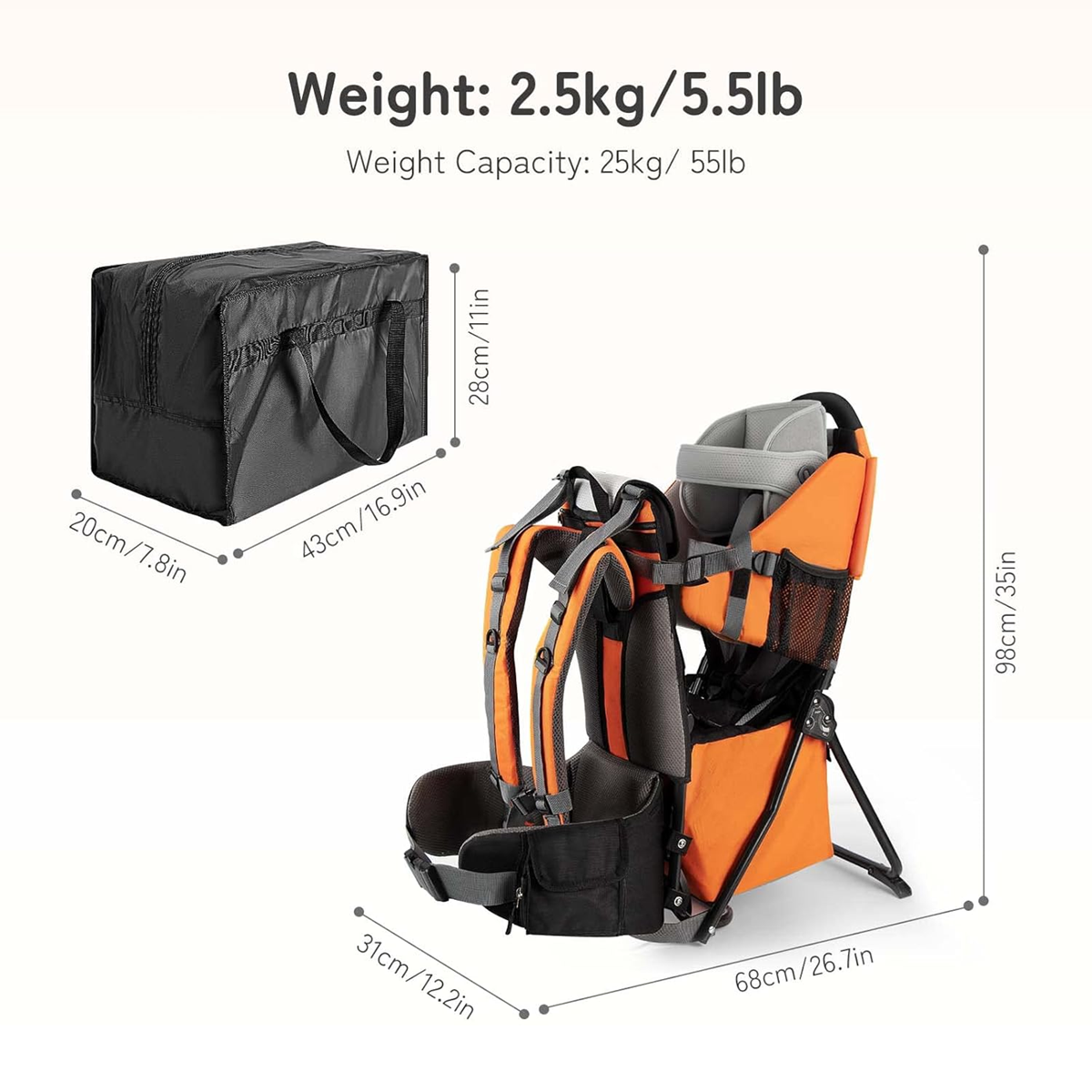 BESREY KRAXE Babytrage Wanderkraxe 6-36 Monate