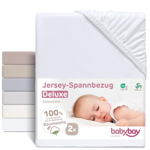 BABYBAY Deluxe Jersey-Spannbettlaken 89x50 cm weiß 2 Stück