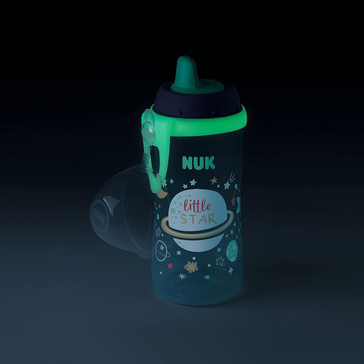 NUK Kiddy Cup im Dunkeln leuchtende Flasche 300 ml 12 m+ KOSMOS