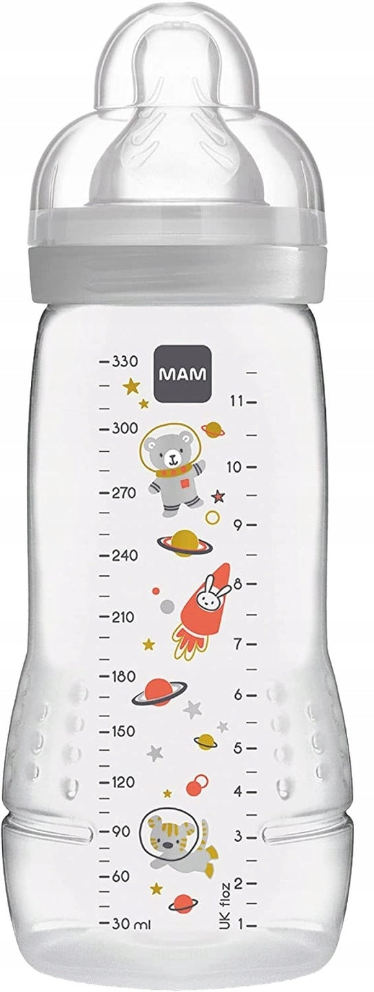 MAM Easy Active butelka 330ml 4msc+ z ergonomicznym smoczkiem i motywem kosmicznym, bez BPA
