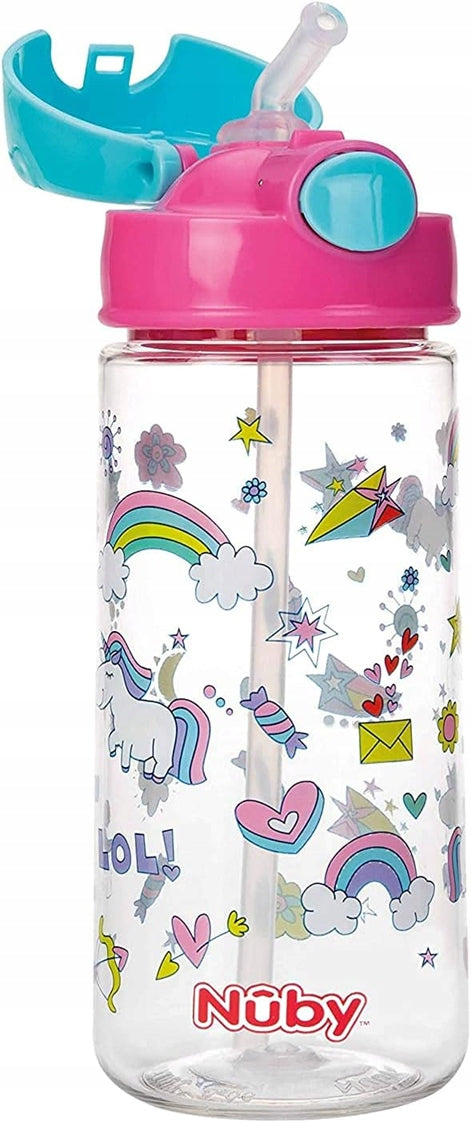 NUBY Straw Cup borraccia in tritan con cannuccia 4m+ 540 ml