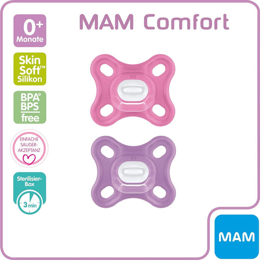MAM COMFORT Schnuller für Frühgeborene und Neugeborene x2 ab 0 Monaten+ – Produktbild 2