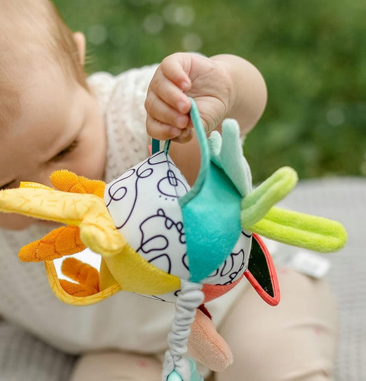 FEHN Dobabydoo csörgős és tükrös babakocsi, autósülés függőjáték, 23 cm