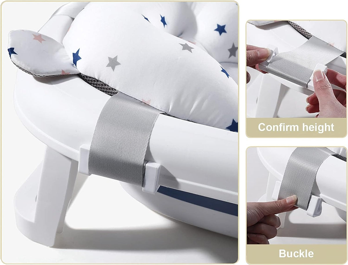 GLENMORE wanienka składana z odpływem + WKŁADKA, składana wanienka dla niemowląt z regulacją wysokości i klamrą