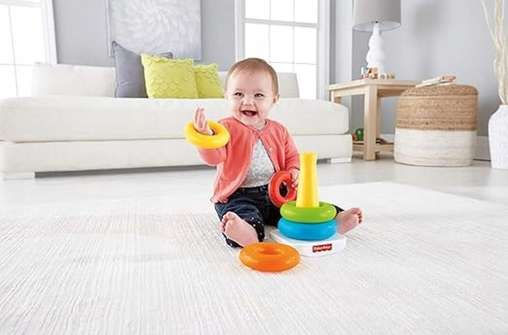 FISHER-PRICE Rock--a-Stack Stapelturm mit Rassel, 5 Ringe, 20 cm