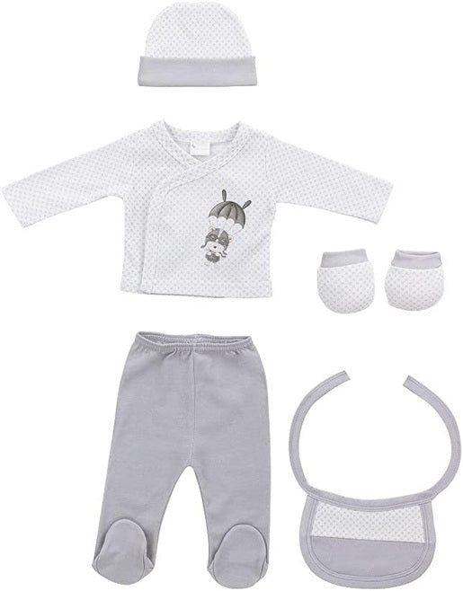 INTERBABY Geschenkset aus Baumwolle Pyjama Mütze Socken Lätzchen Strumpfhose