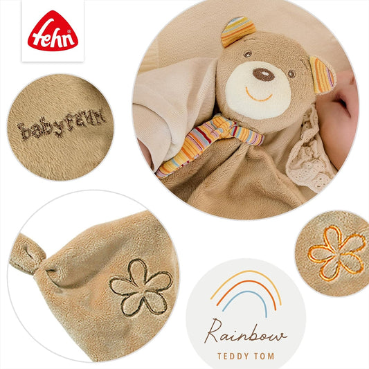 FEHN RAINBOW manta de apego de peluche 26 x 28 cm oso