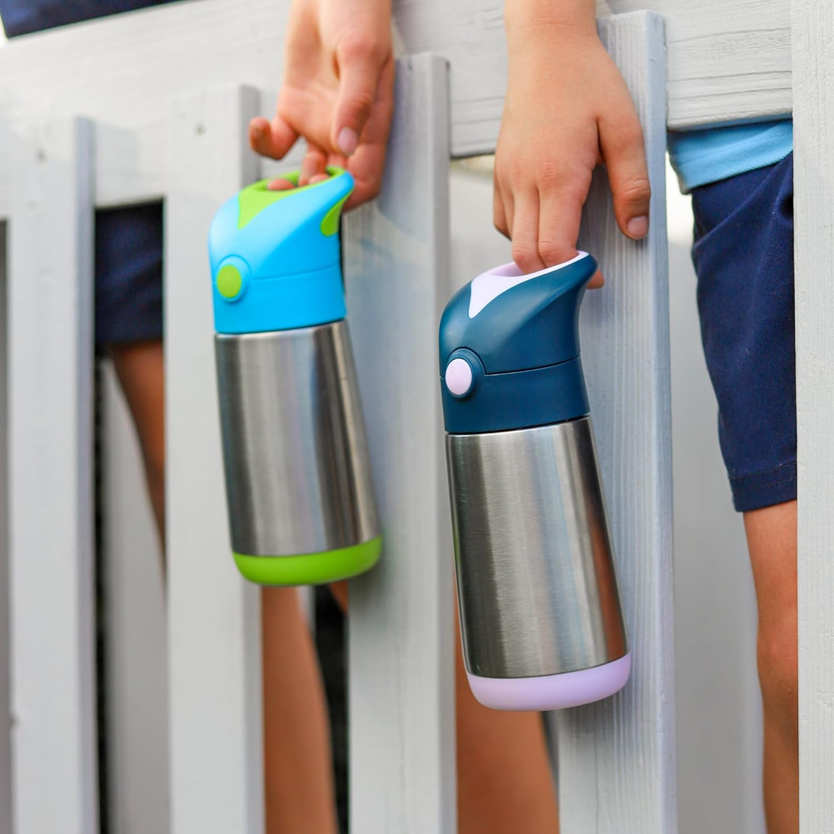 B.BOX Thermos-Trinkflasche aus Edelstahl mit Strohhalm 350 ml