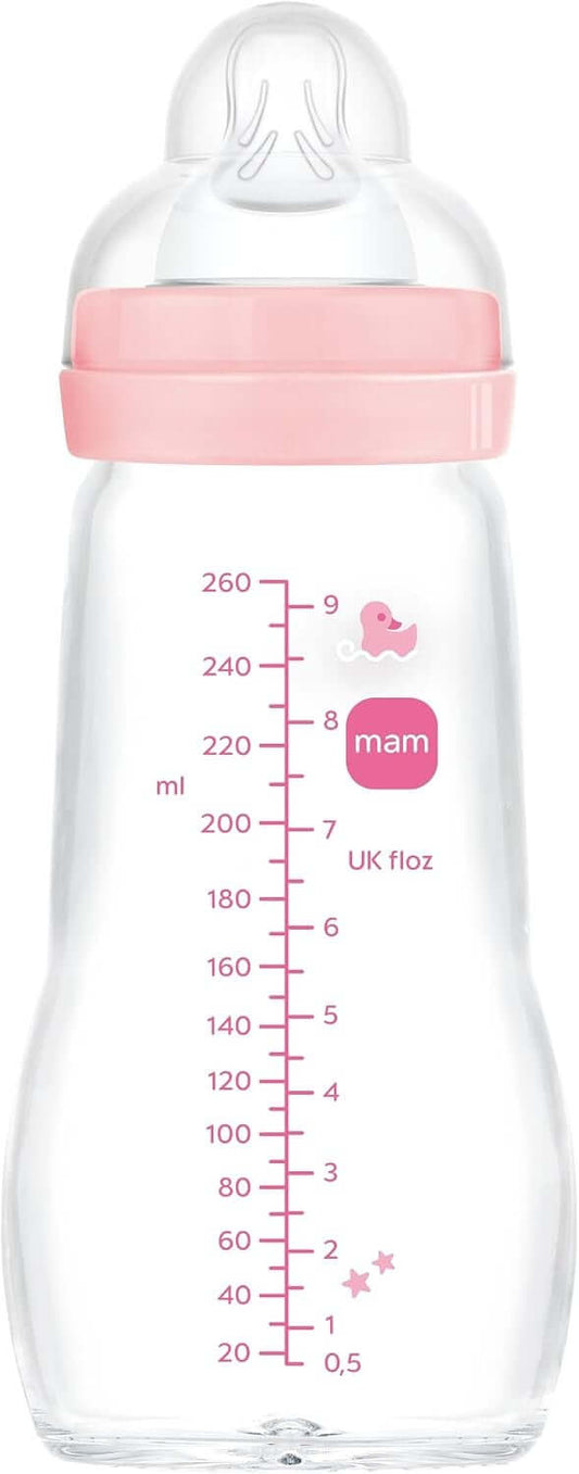 MAM Feel Good butelka szklana 260 ml smoczek 2 średni przepływ 2 m+ KACZKA – zdjęcie 2