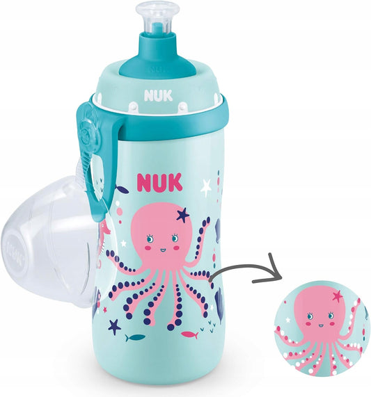 NUK Junior Cup TRINKFLASCHE 18 m+ Push-Pull-Trinktülle 300 ml CHAMÄLEON-EFFEKT