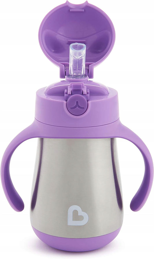 MUNCHKIN Cool Cat tazza antigoccia con cannuccia IN ACCIAIO 237 ml