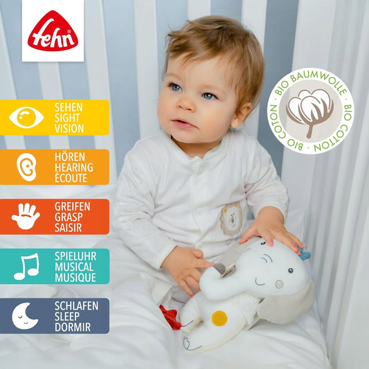 FEHN NATURE elefante de peluche de algodón orgánico 24 cm