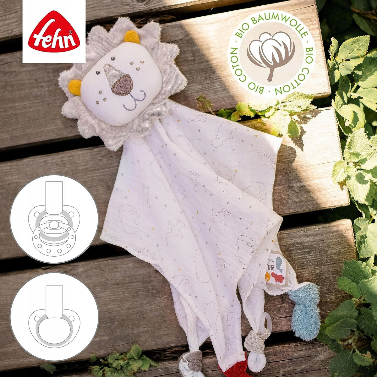FEHN NATURE manta de peluche de algodão comforter 28 x 38 cm LEÃO