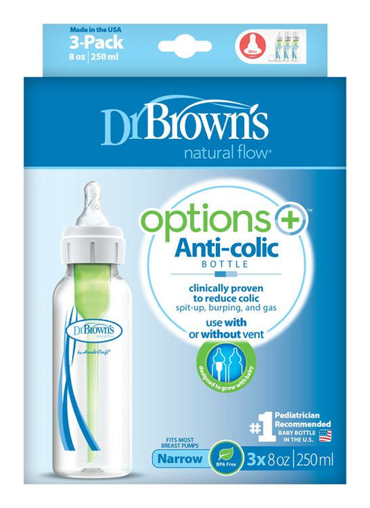 Biberón Dr. Brown's anticólicos Options+ estrecho 3x250 ml de plástico