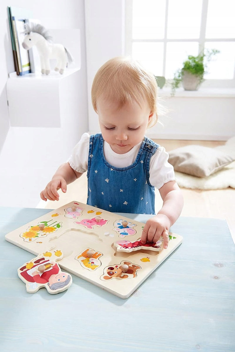 HABA Holzsteckpuzzle 8 Teile 21 x 30 cm BABIA UND IHRE TIERE