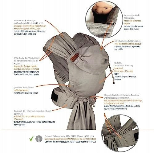 HOPPEDIZ hop-tye buckle ergonomische Babytrage 0-30 Monate