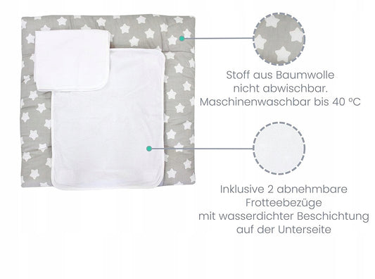 TUPTAM miękki przewijak z pokrowcami x2 75x65 cm, bawełniany przewijak z 2 wodoodpornymi pokrowcami frotte