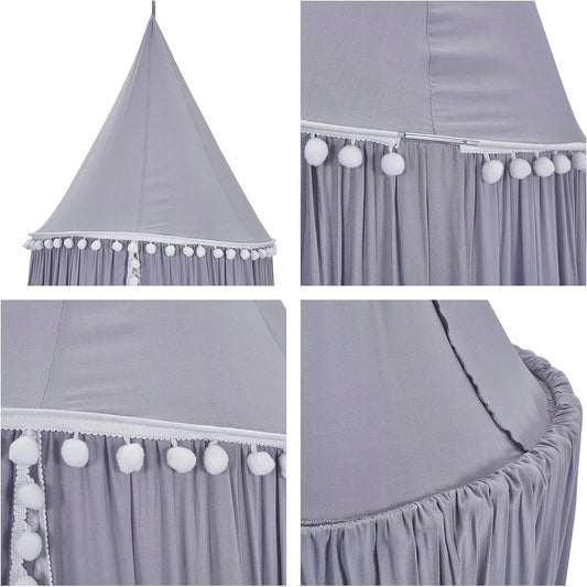 Betthimmel mit Gestell und Pompons 240 cm – Produktfoto 2