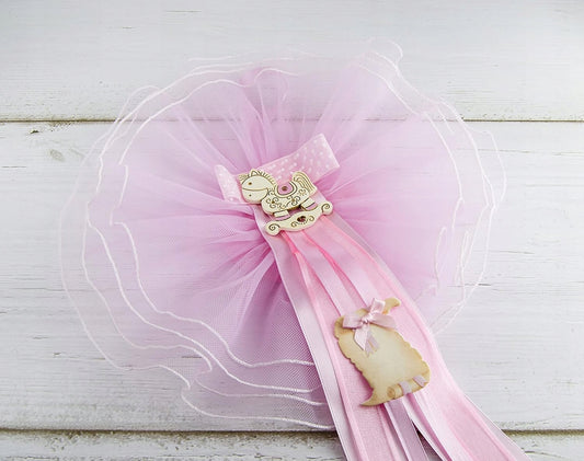 MARELI Schleife zur Geburt eines Kindes, 32 cm, Keramik, Tüll, Satin – Produktbild 2