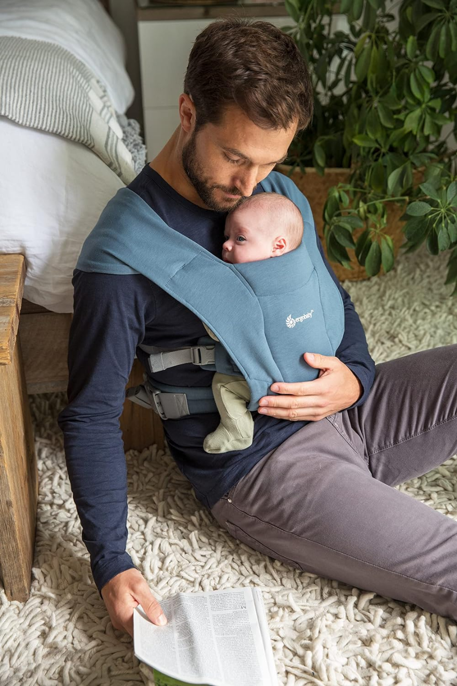 ERGOBABY EMBRACE nosidełko dla noworodków, niebieskie, ergonomiczne i miękkie nosidełko dla dziecka