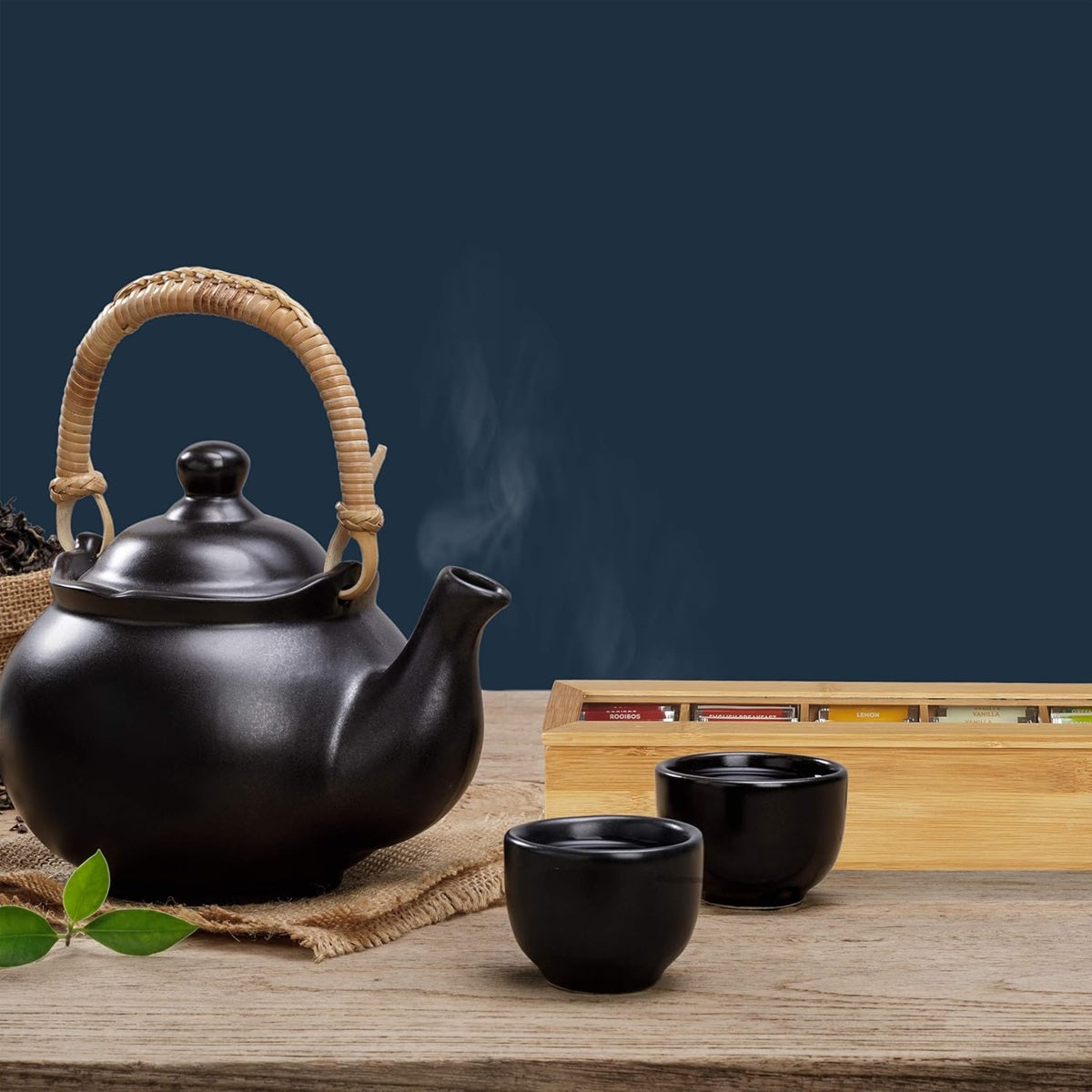 RELAXDAYS Teebox Bambus 6 Fächer 72 Teebeutel 9x9x44cm