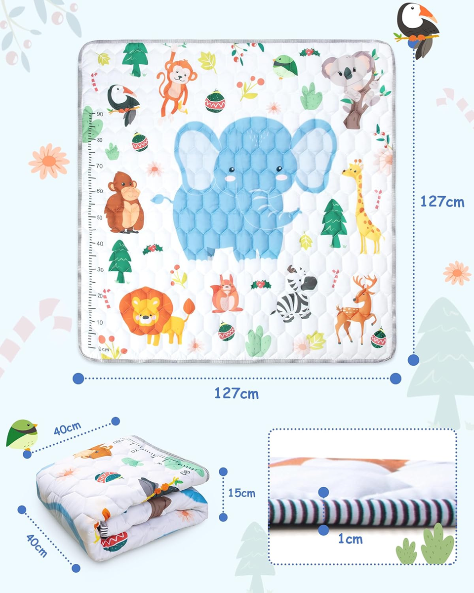 FUNSLAND Baby-Spielmatte mit Wachstumstabelle 127x127cm