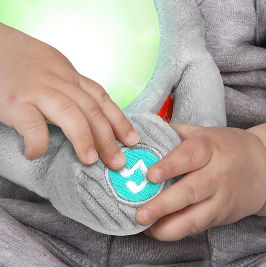 BRIGHT STARTS Huge-a-bye-Baby interactieve olifant met muziek en licht 20 cm