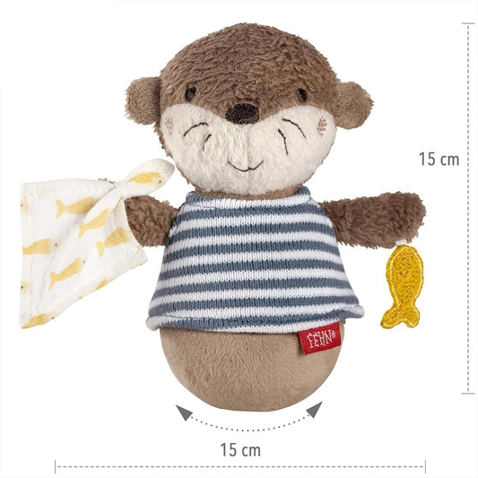 FEHN Stehaufspielzeug OTTER, kippsicheres Spielzeug mit Rassel, 15 cm – Produktfoto 2