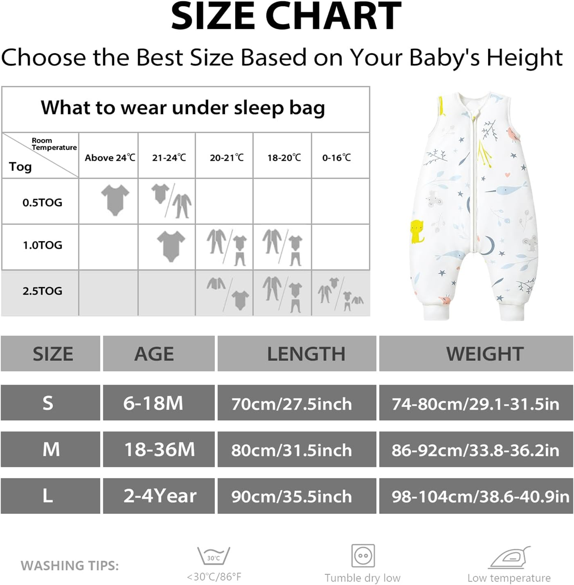 MOSEBEARS Schlafsack 2,5TOG 6-18 Monate