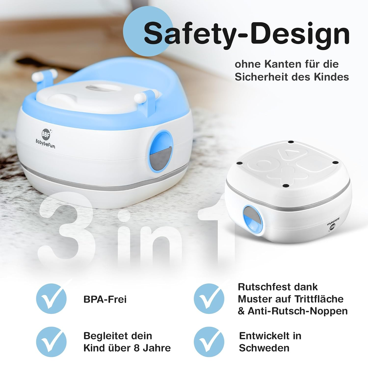 BABYBEFUN 3in1 Töpfchen Aufsatz Fußhocker