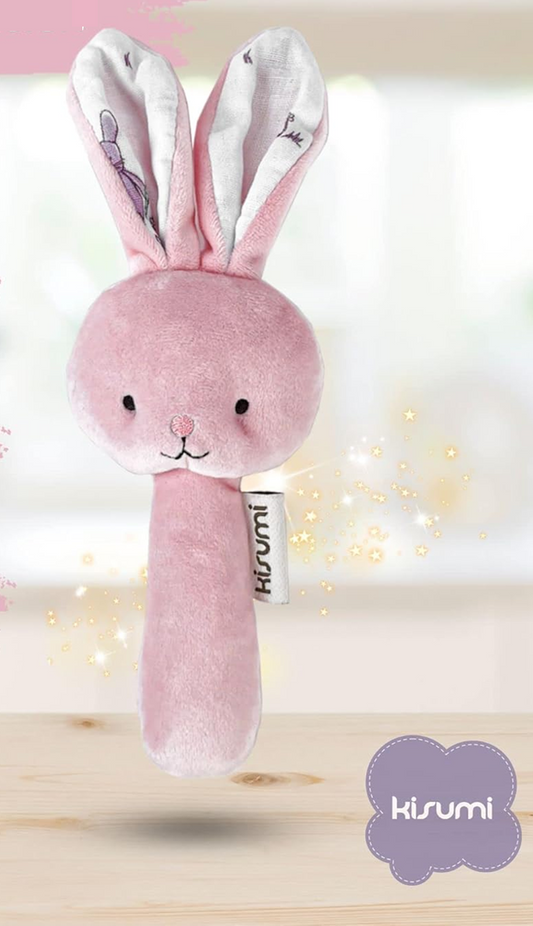 KISUMI comforter, bib, rattle with bunny motif