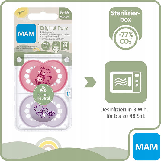 MAM ORIGINAL PURE uklidňující dudlík x2 6-16m