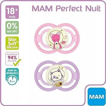 MAM Perfect Night uklidňující dudlík x2 18m+ box