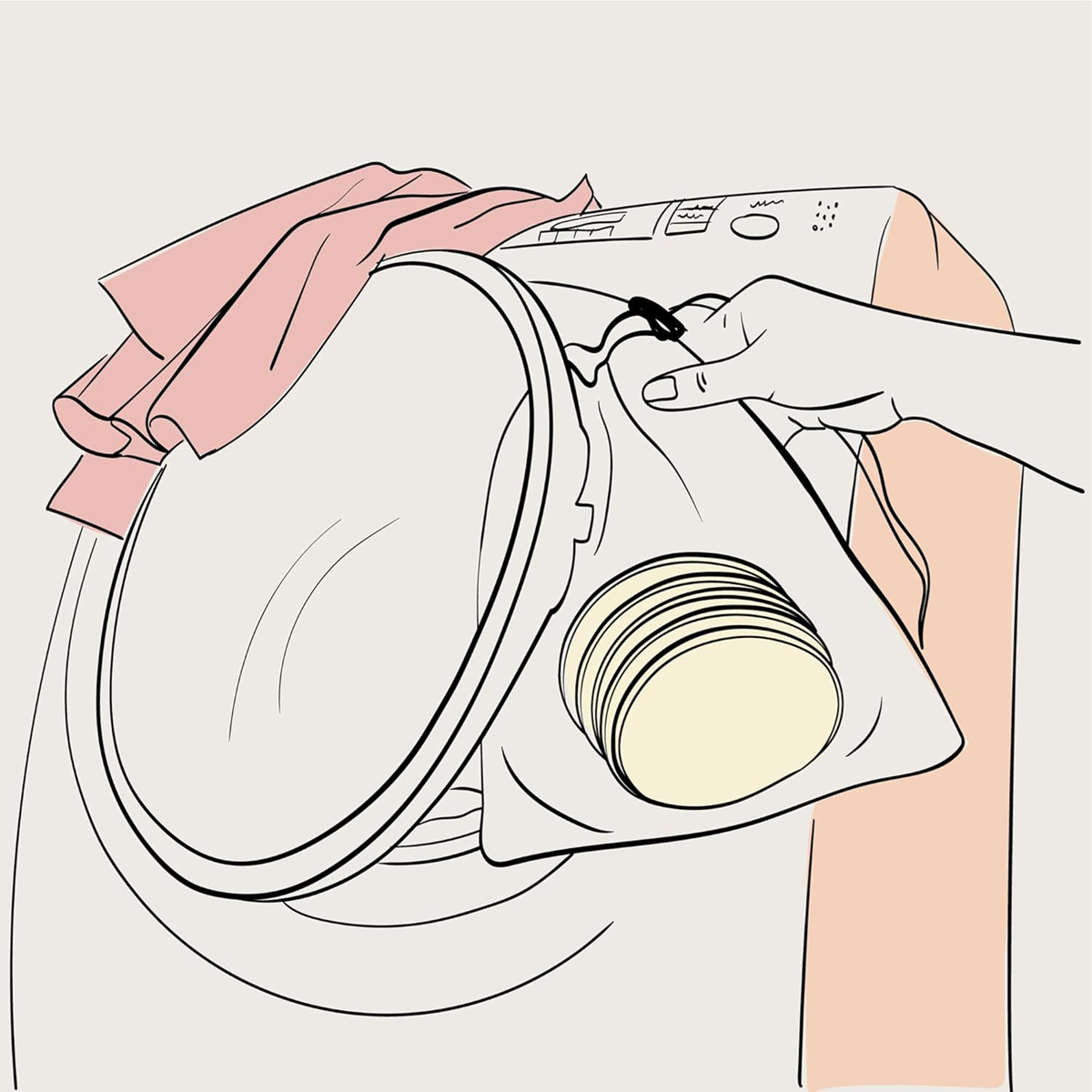 MOM'S PADS Bambus-Stilleinlagen x14 + Wäschesack, Kosmetiktasche