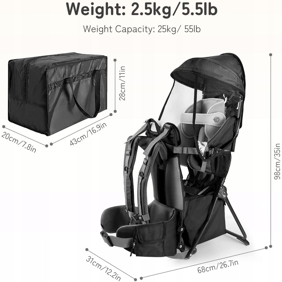 BESREY KRAXE Babytrage für Wanderungen, 6-36 Monate