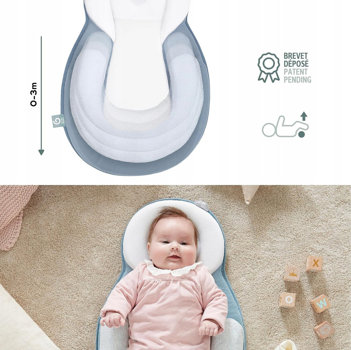 BABYMOOV cosydream poduszka stabilizator dla niemowląt 0-3m, stabilne podparcie i komfort dla dziecka
