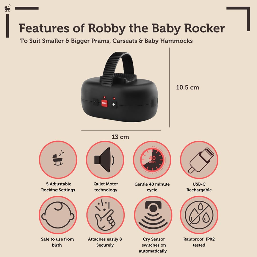 ZAZU Baby Rocker Wippe für Kinderwagen Schlaflied Cry Sensor