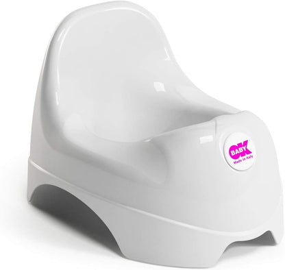 OKBABY nocnik 18 m+ biały, ergonomiczny nocnik dla dziecka z osłoną przed rozpryskami, polipropylen BPA-free