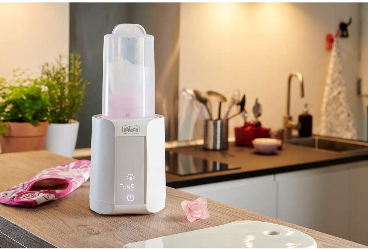 CHICCO podgrzewacz do butelek + sterylizator 2w1, cyfrowy model biały do butelek i słoiczków