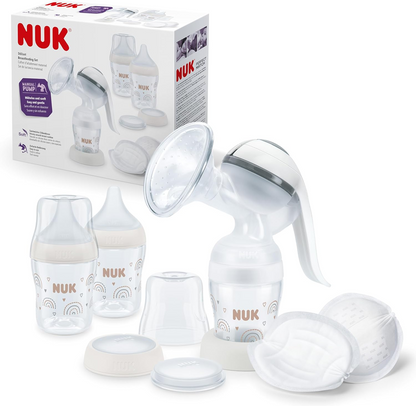 NUK Handmilchpumpe + Perfect Match Flaschen 150ml Set