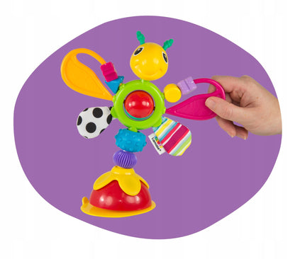 LAMAZE zabawka sensoryczna grzechotka z przyssawką 6m+ kolorowa grzechotka sensoryczna dla niemowląt z przyssawką