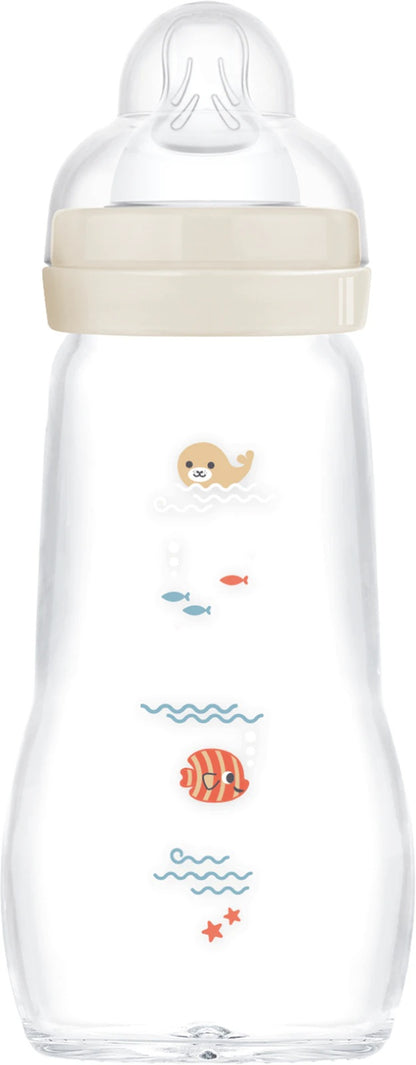 MAM Feel Good Glasflasche 260 ml 2 M+ Sauger 2 MEERESTIERE