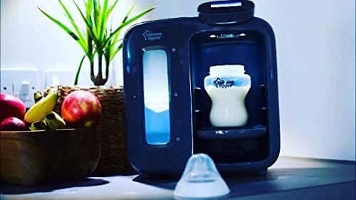 TOMMEE TIPPEE Perfect Prep EKSPRES Day&Night podgrzewacz do mleka, czarne urządzenie z butelką i akcesorium