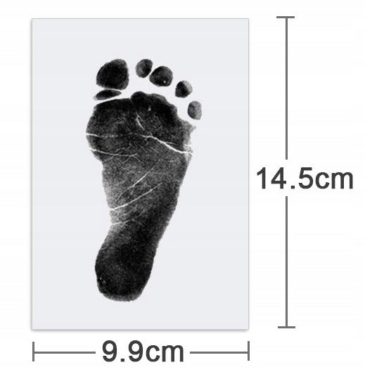 NABANCE BABY tusz i 2 arkusze do odcisków dłoni, stóp 9,9 x 14,5 cm 1szt. odcisk stóp dziecka 14,5 cm