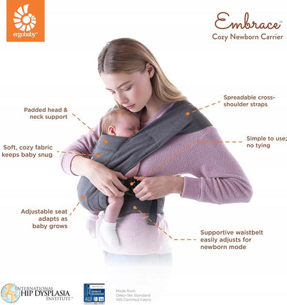 ERGOBABY EMBRACE nosidełko dla noworodków, miękkie ergonomicznе nosidło z podparciem głowy i pasa