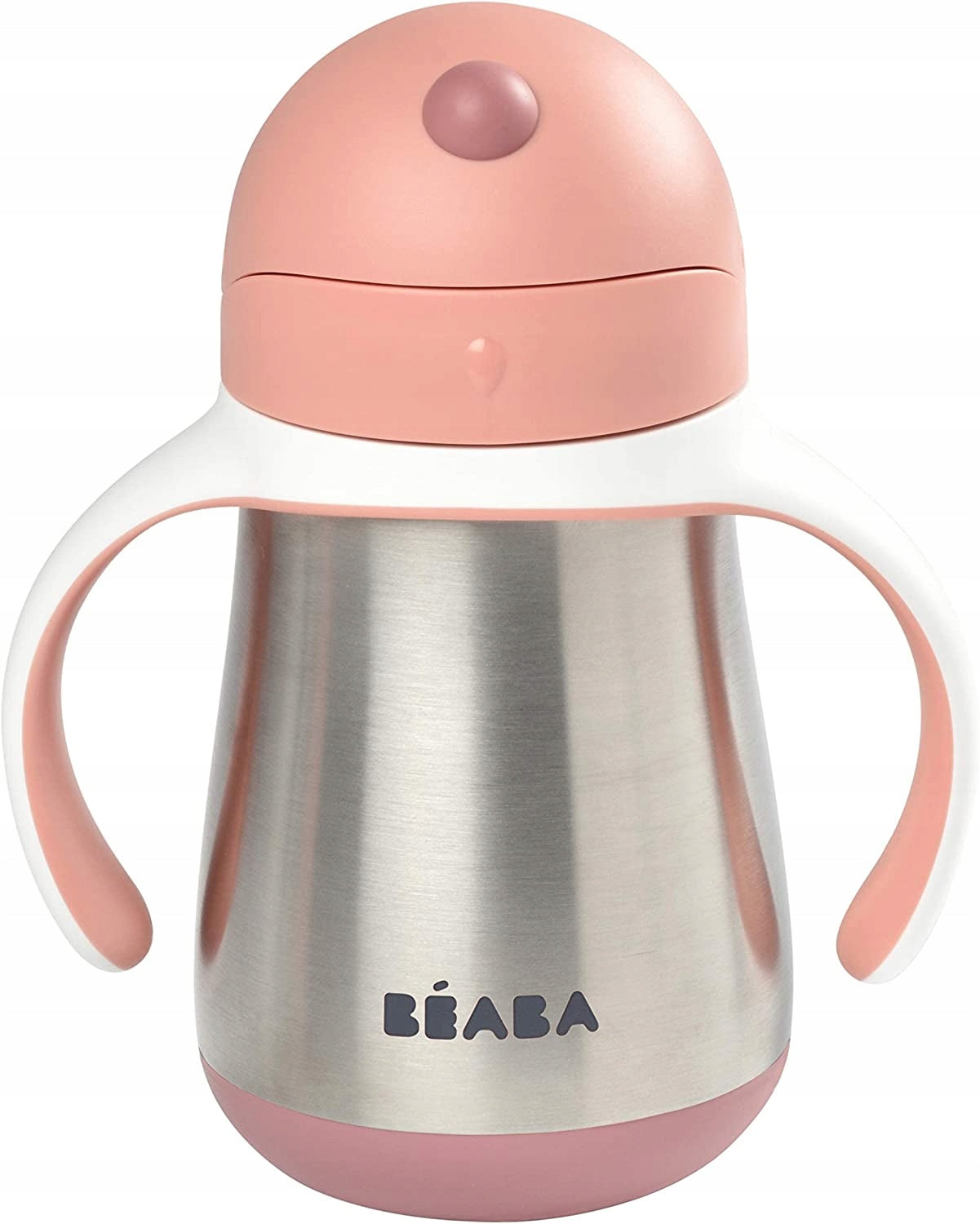 BEABA kubek niekapek ze słomką STALOWY 250 ml