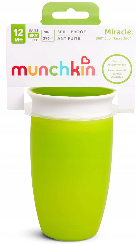 MUNCHKIN Miracle kubek 360 12msc+ 296ml zielony kubek niekapek dla dziecka, BPA free, spill-proof