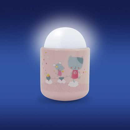 PABOBO Nomade bezprzewodowa lampka nocna 8x5 cm, różowa lampka LED dla dziecka z przyjemnym światłem